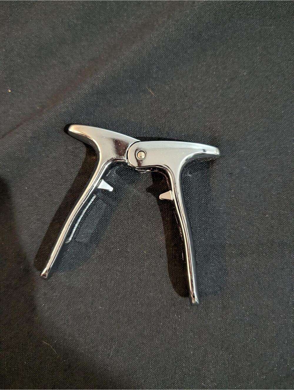Vtg MCM Chrome Wine Champagne Bottle Cork Puller Italy